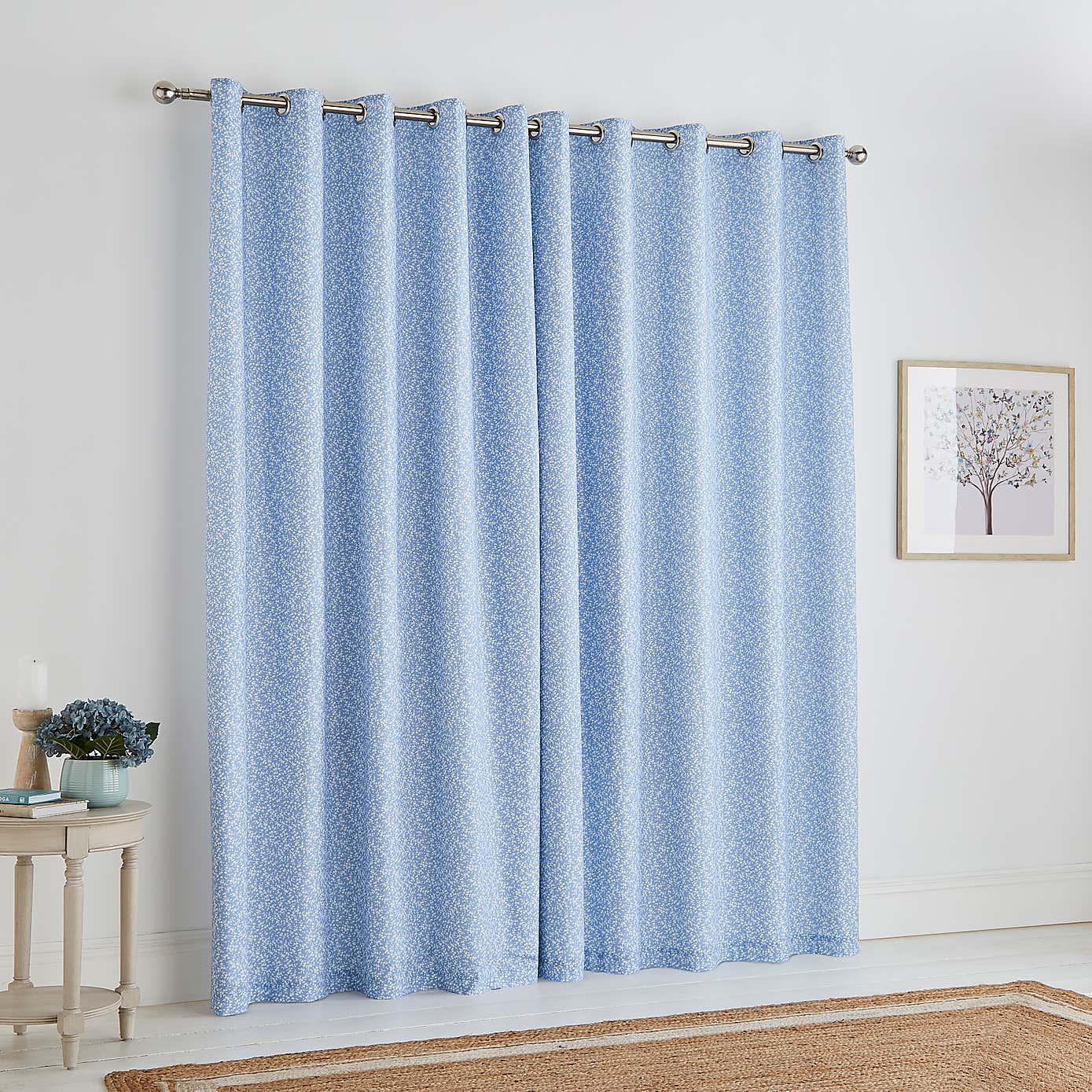 Annie Floral Cotton Blackout Eyelet Curtains