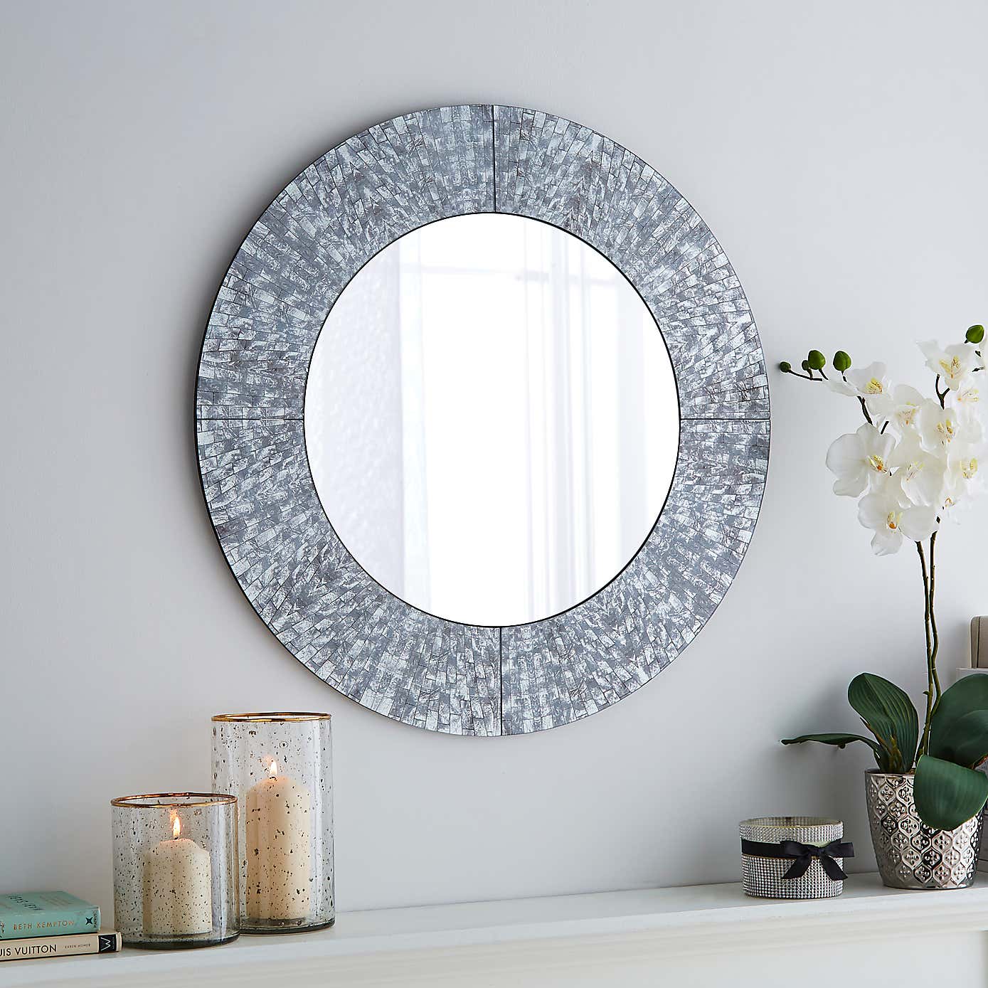 Luxe Tiled Round Wall Mirror