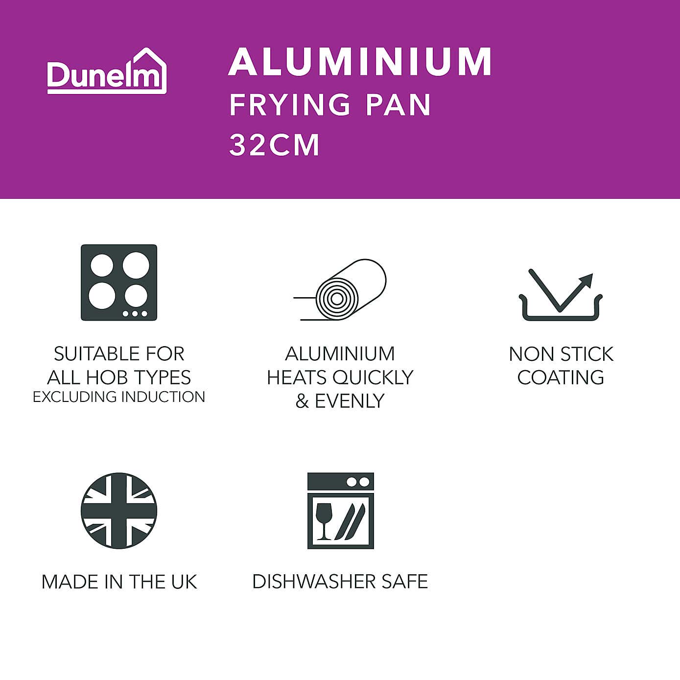 Essentials Non-Stick Aluminium Frying Pan, 32cm