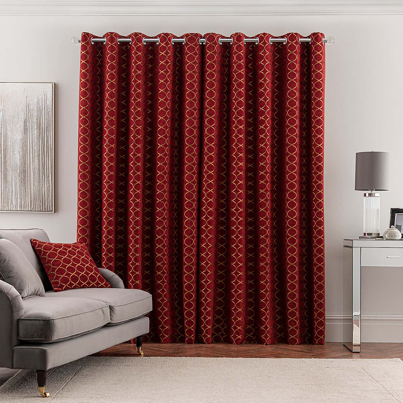 Chenille Ogee Eyelet Curtains