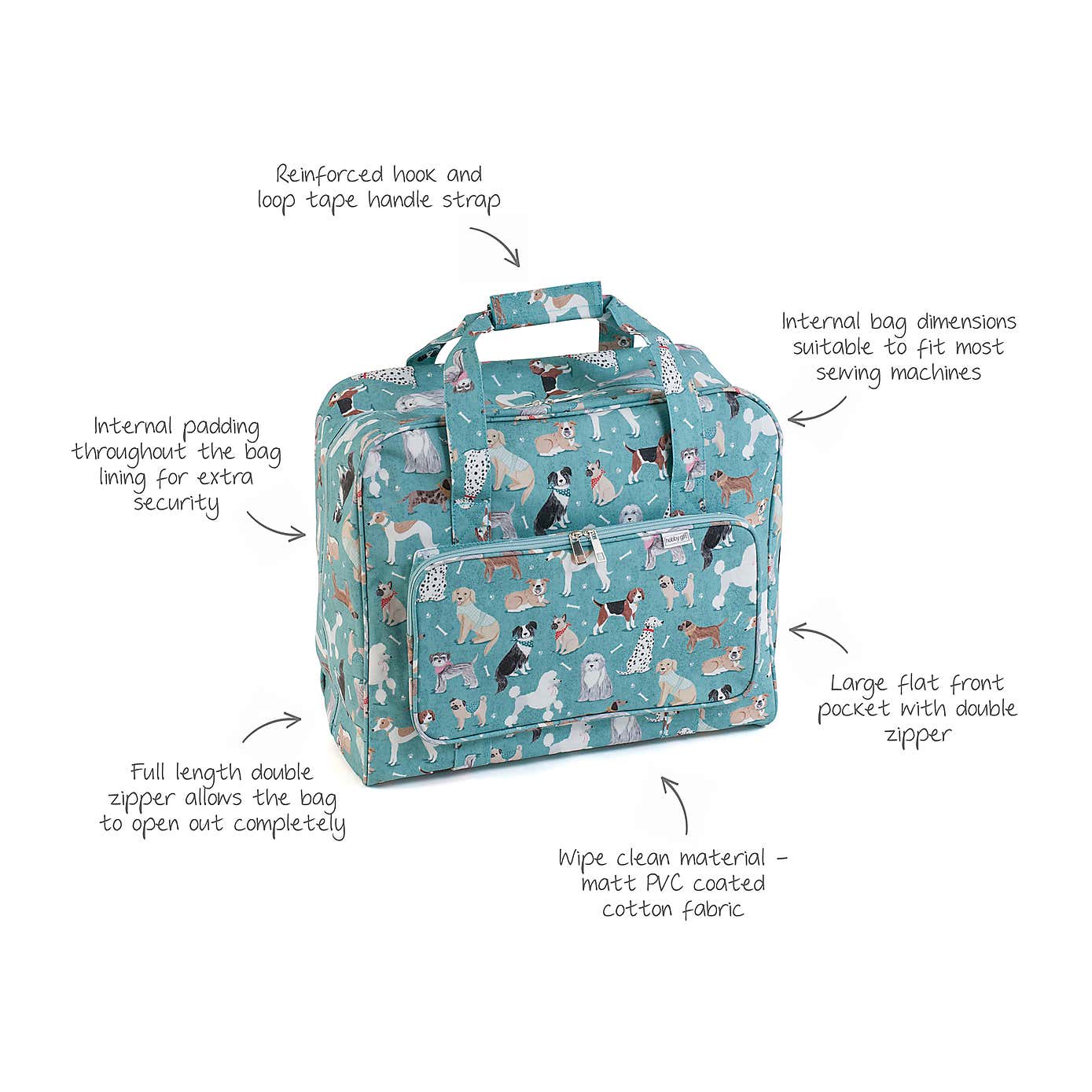 Blue Scotty Dogs Sewing Machine Bag