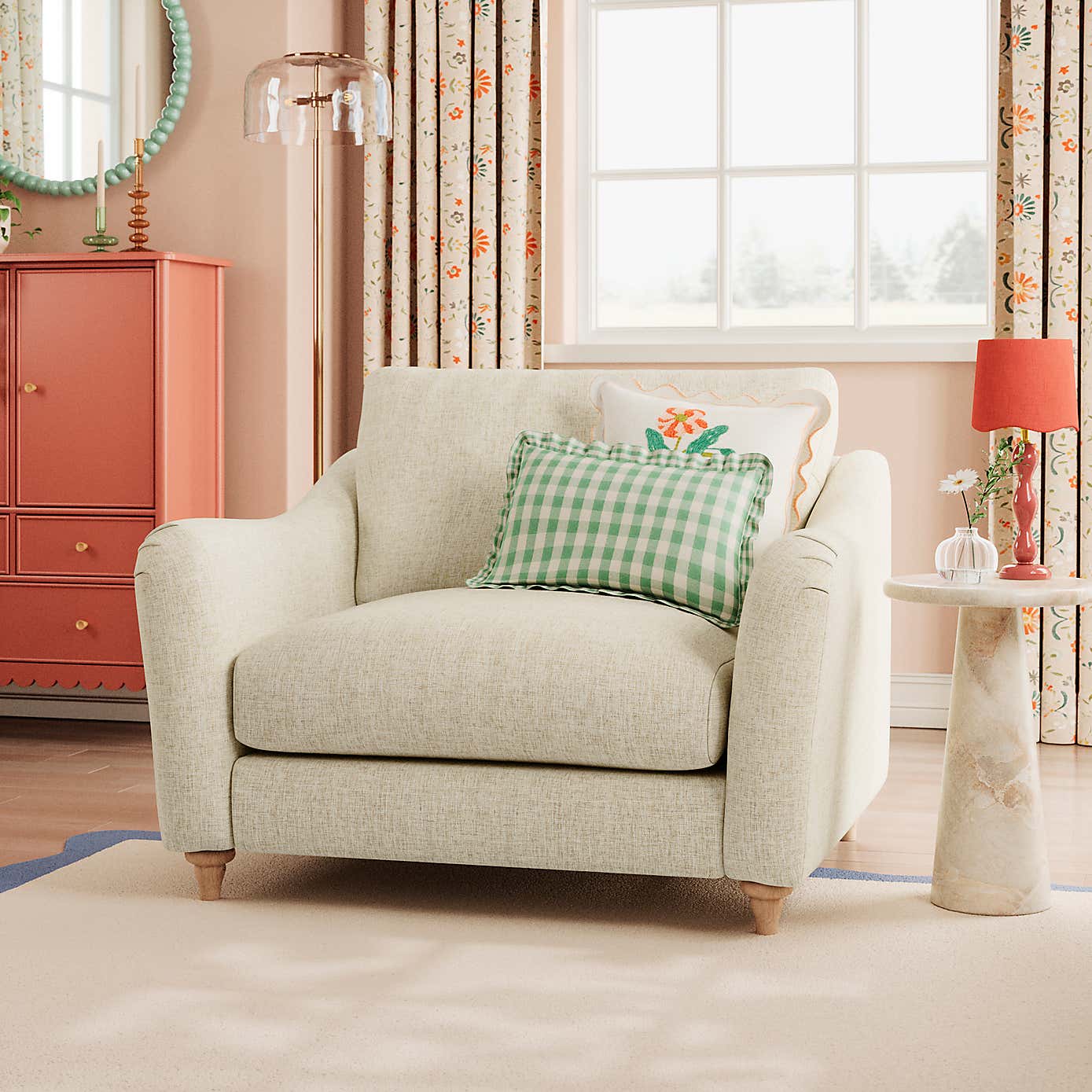 Hattie Slub Faux Linen Snuggle Sofa