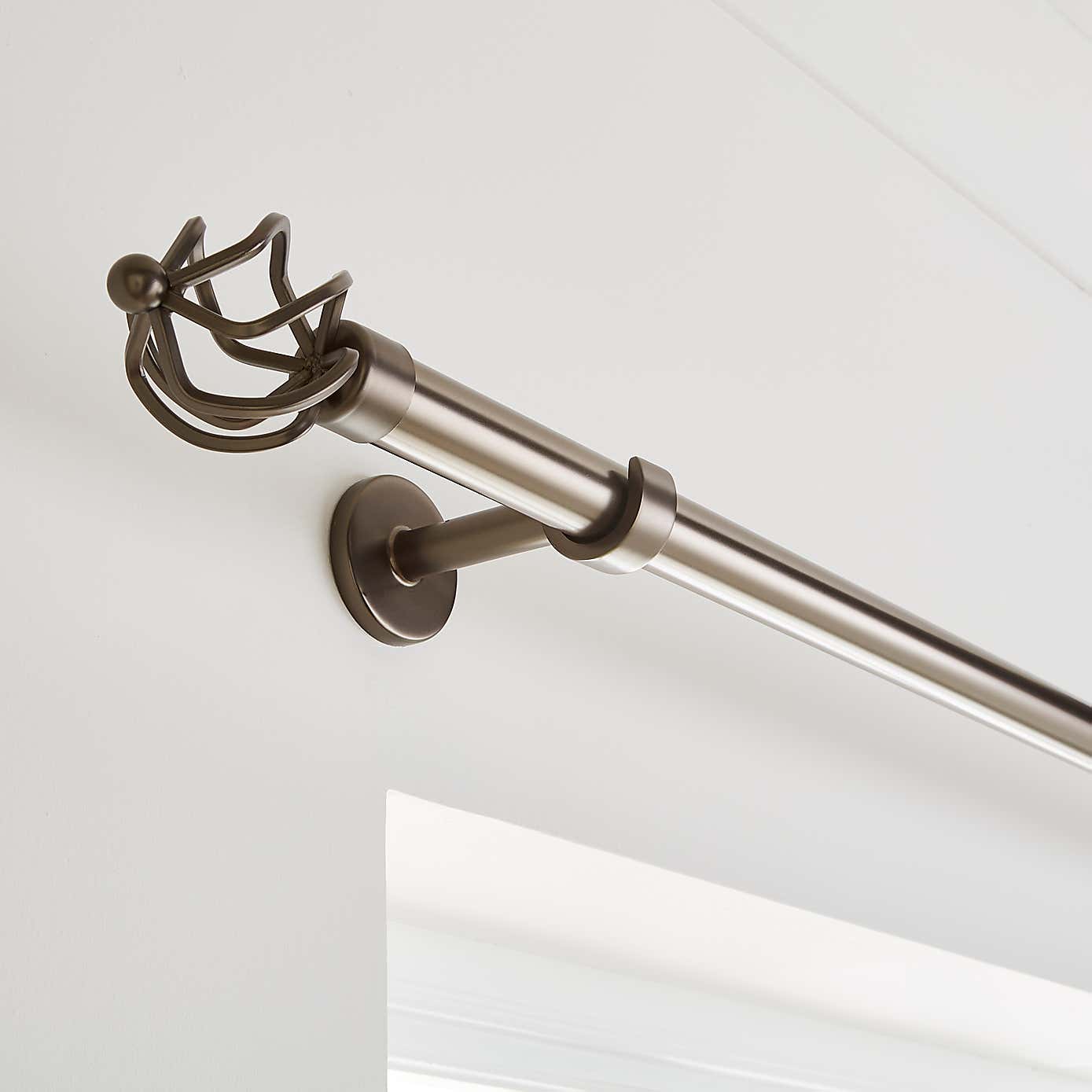 Caged Ball Extendable Metal Eyelet Curtain Pole