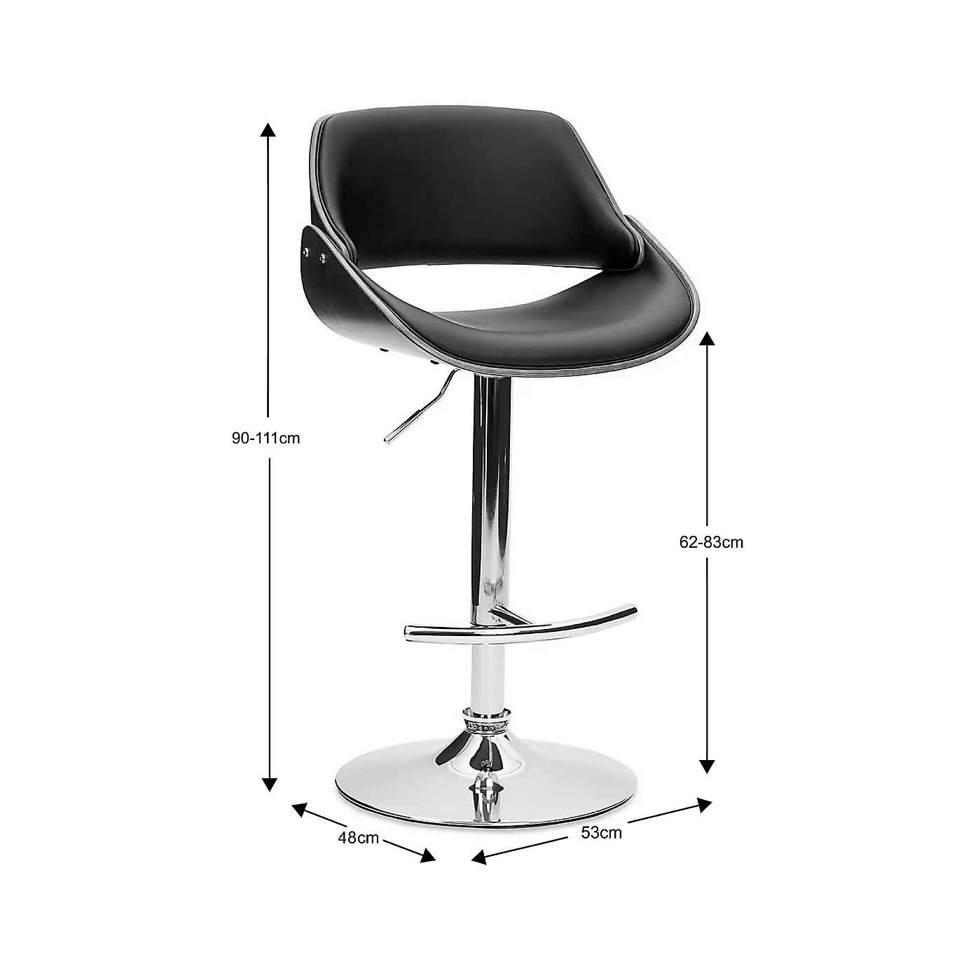 Trento Black Adjustable Gas lift Bar Chair