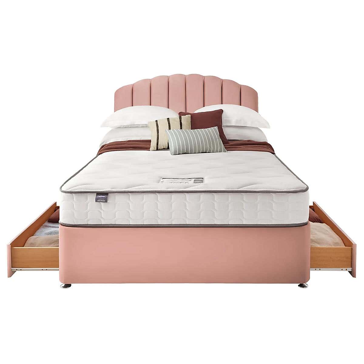 Silentnight 2 Drawer Divan Bed With Velvet Merlin Headboard