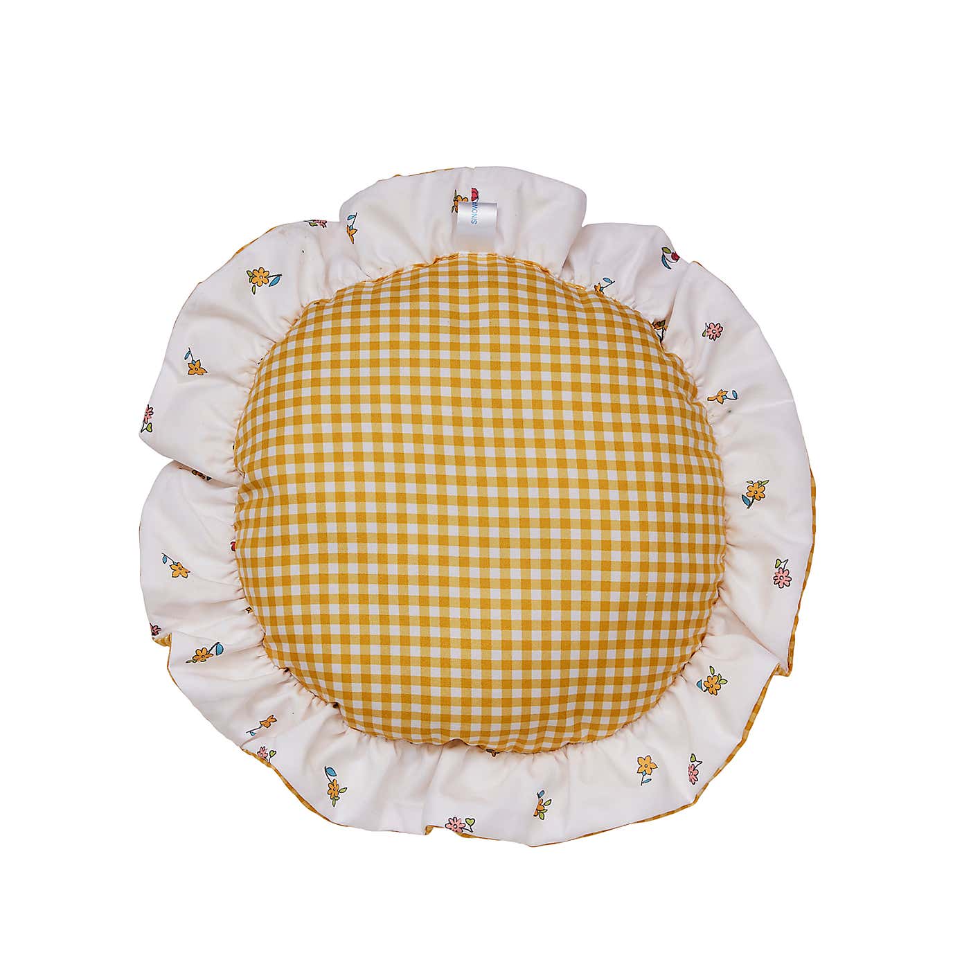 Yellow Gingham Round Cushion