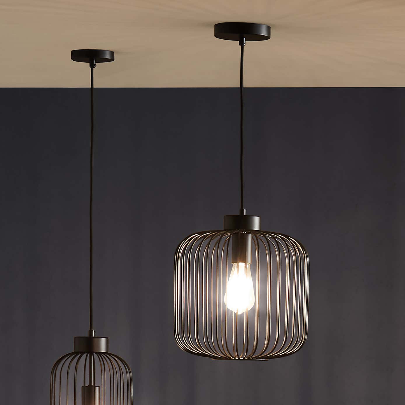 Dania Metal Wire Pendant, Matt Black