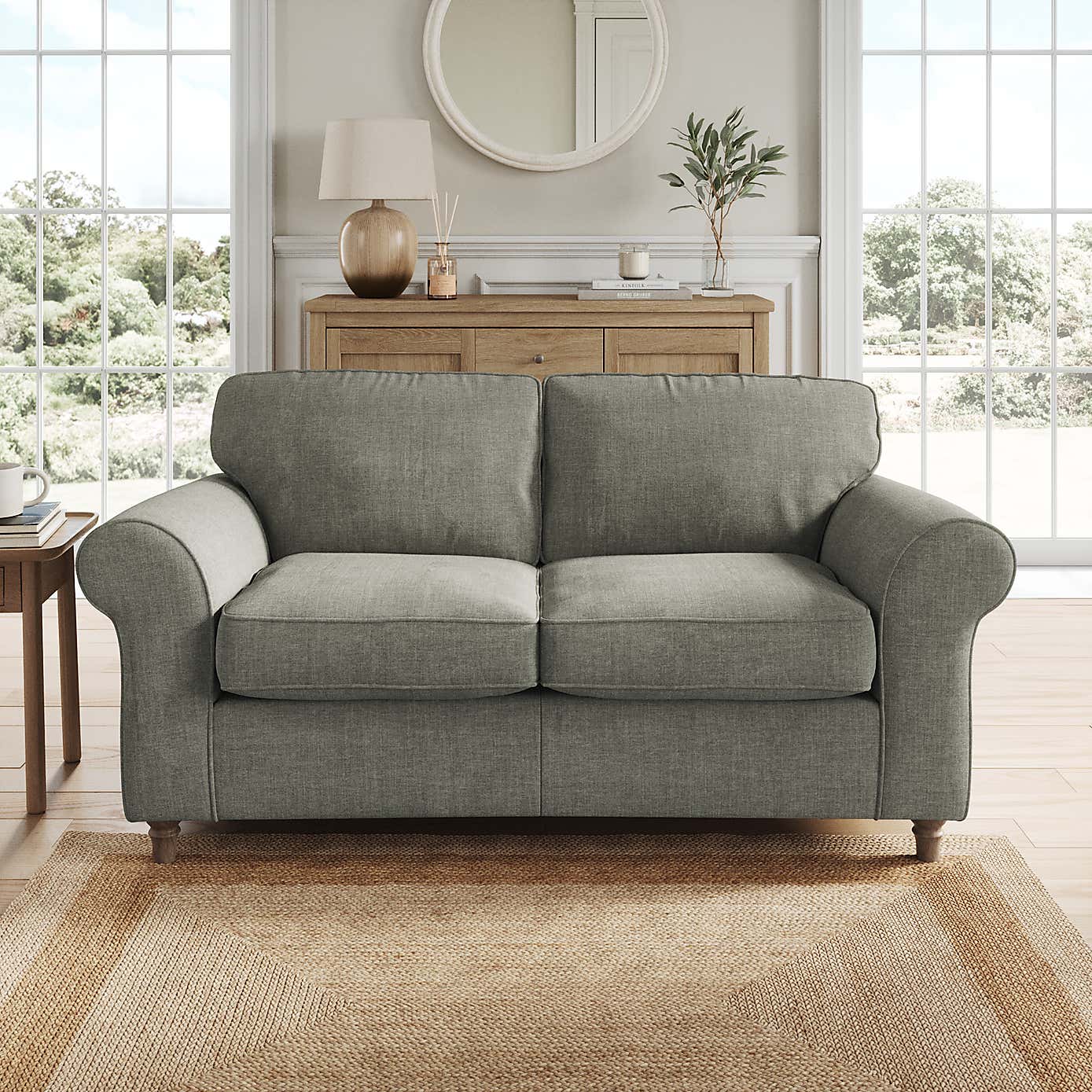 Flori 2 Seater Sofa, Tonal Plush Chenille