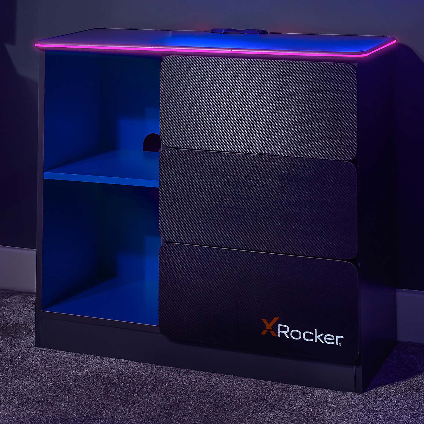 X Rocker Carbon Tek Chest of Drawers with Neo Fibre LED