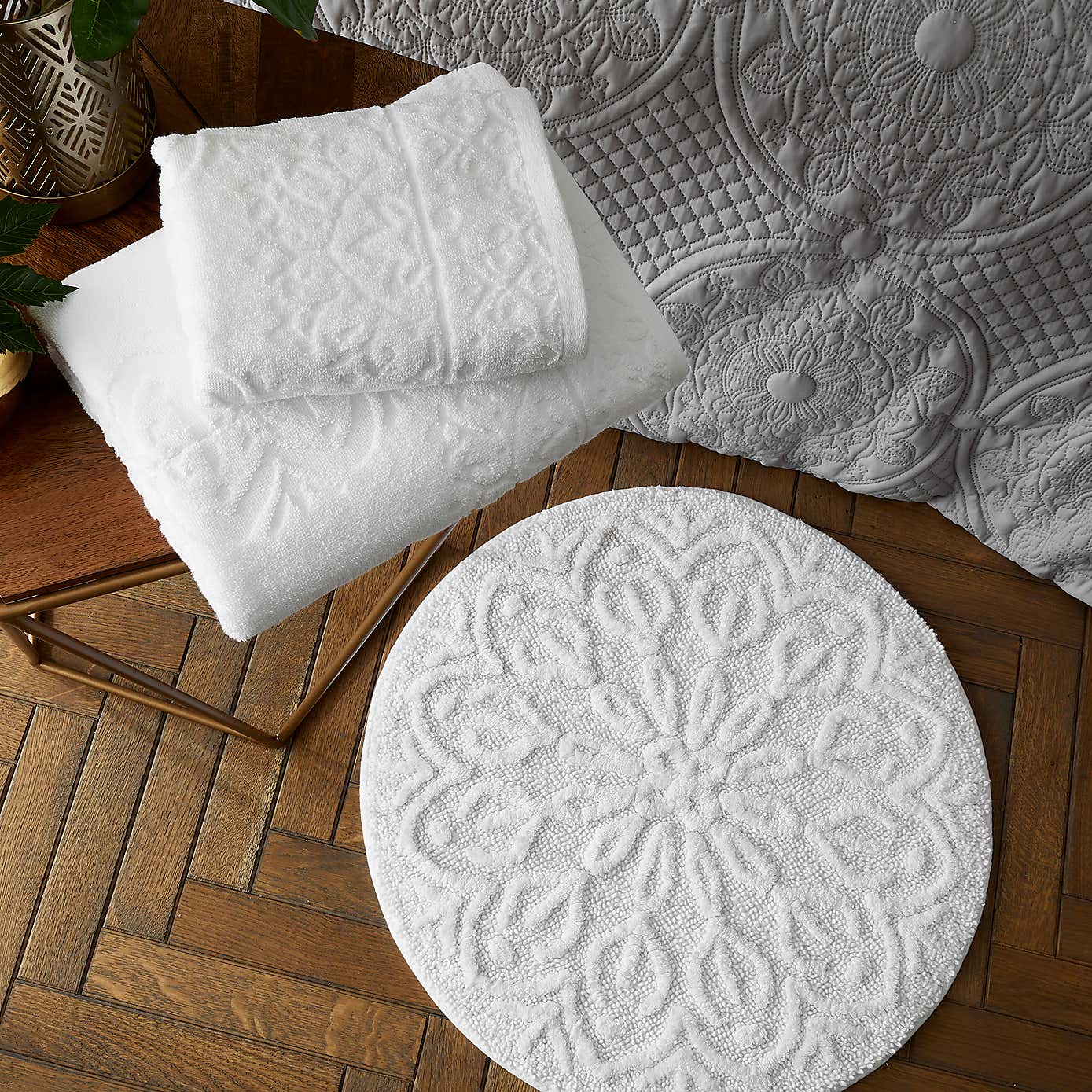 Mandalay White 100% Recycled Cotton Bath Mat