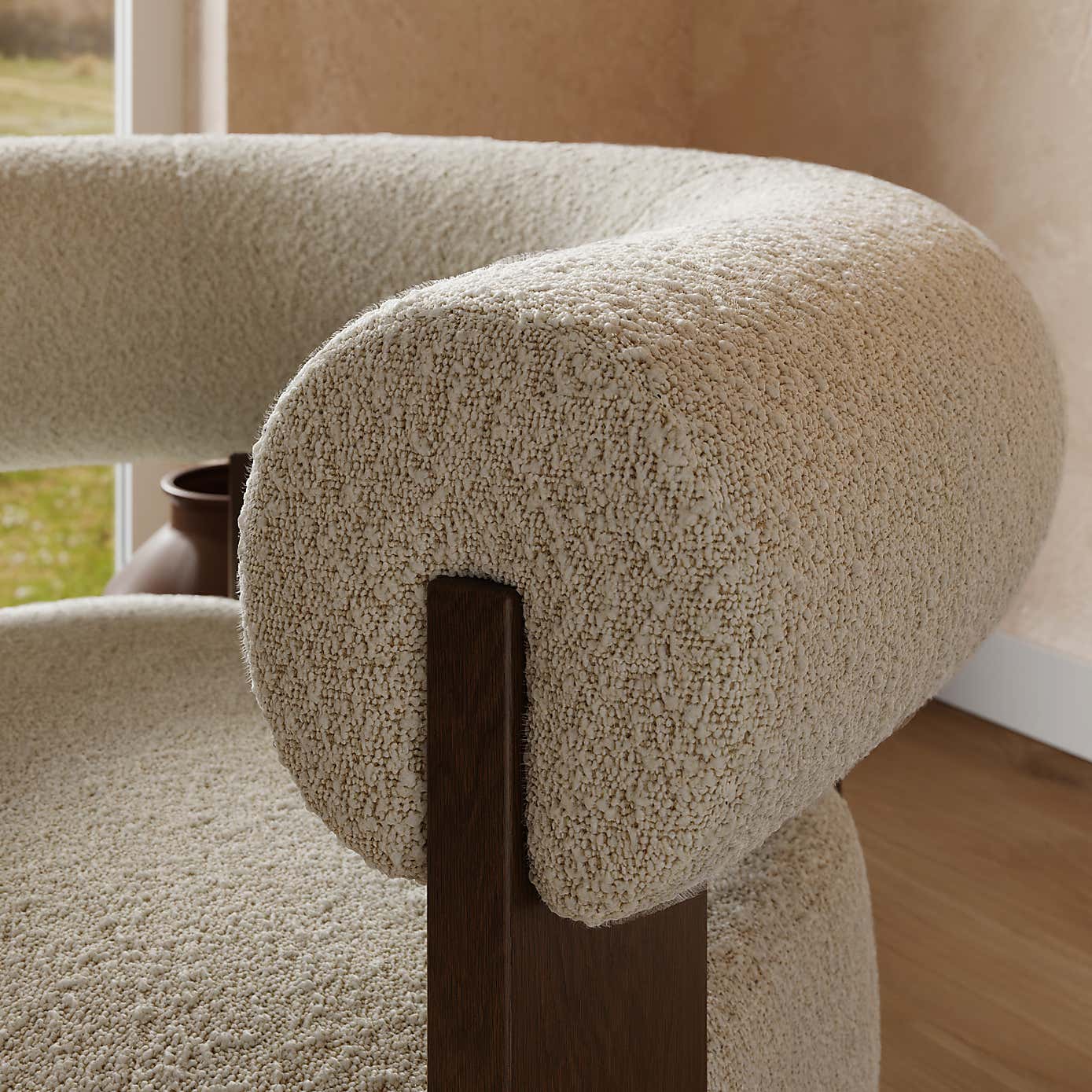 Fallon Tonal Boucle Bolster Accent Chair