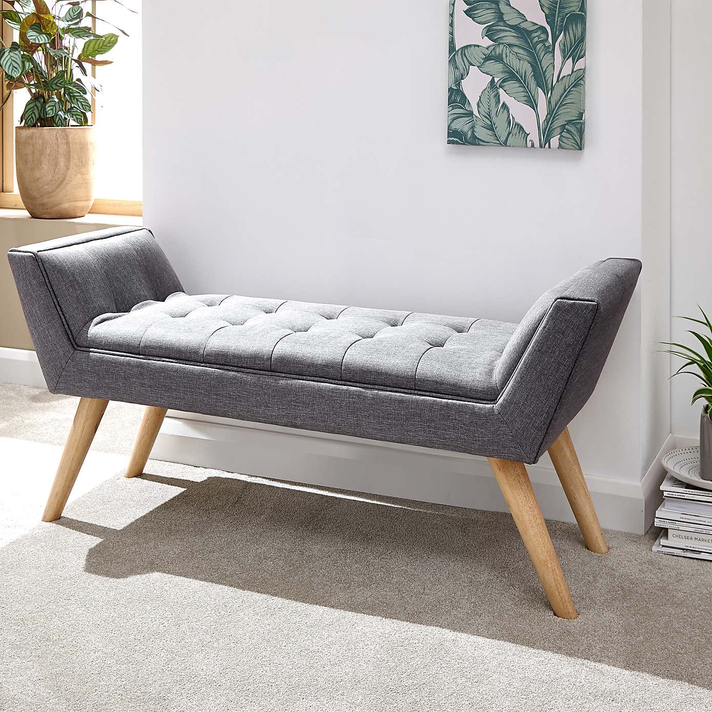 Milan Upholstered Bench Dark Grey