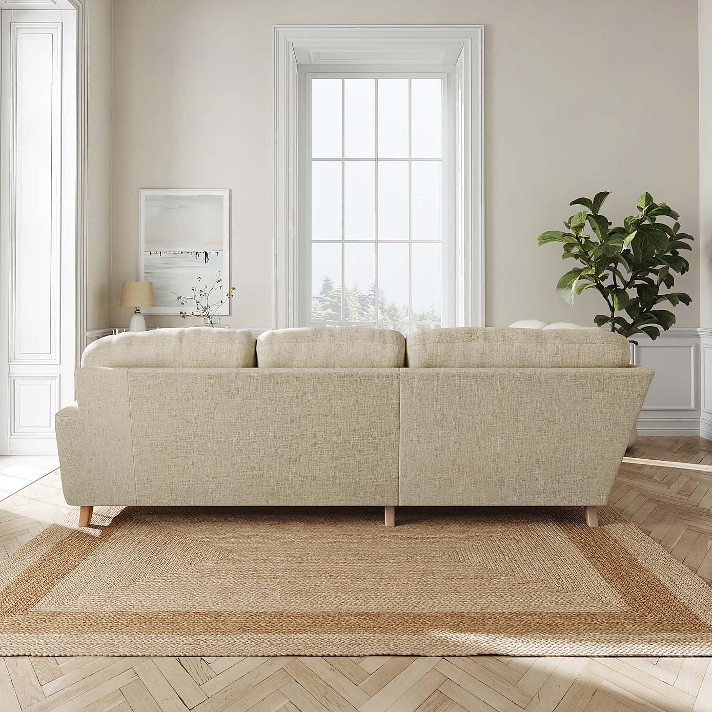 Martha Slub Faux Linen Full Corner Sofa