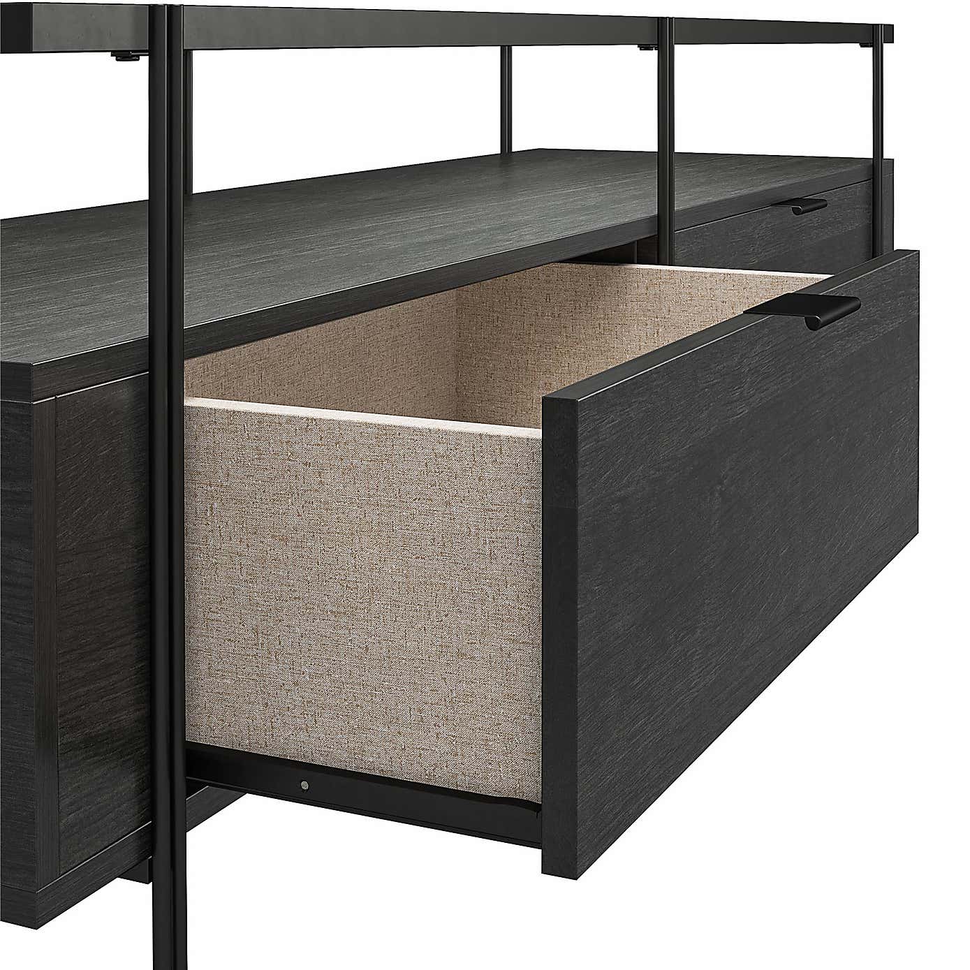 Wainwright TV Unit, Black Oak for TVs up to 60"