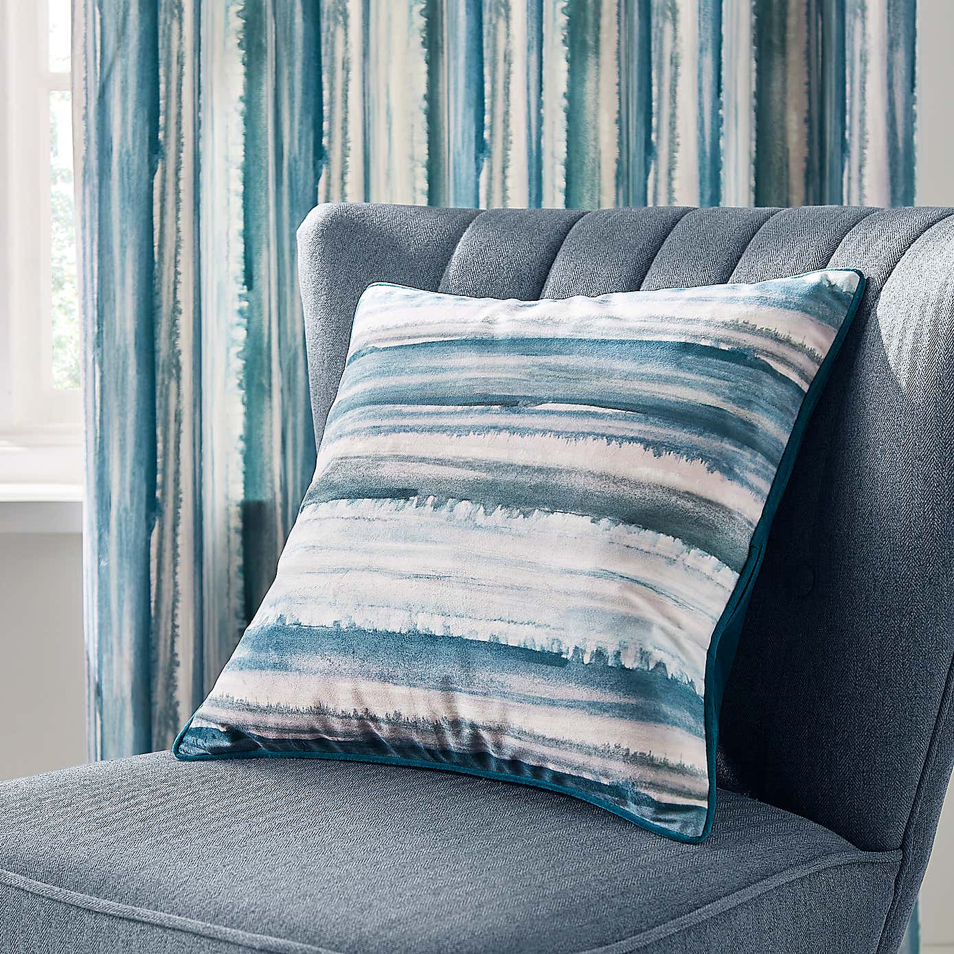 Watercolour Stripe Eyelet Curtains