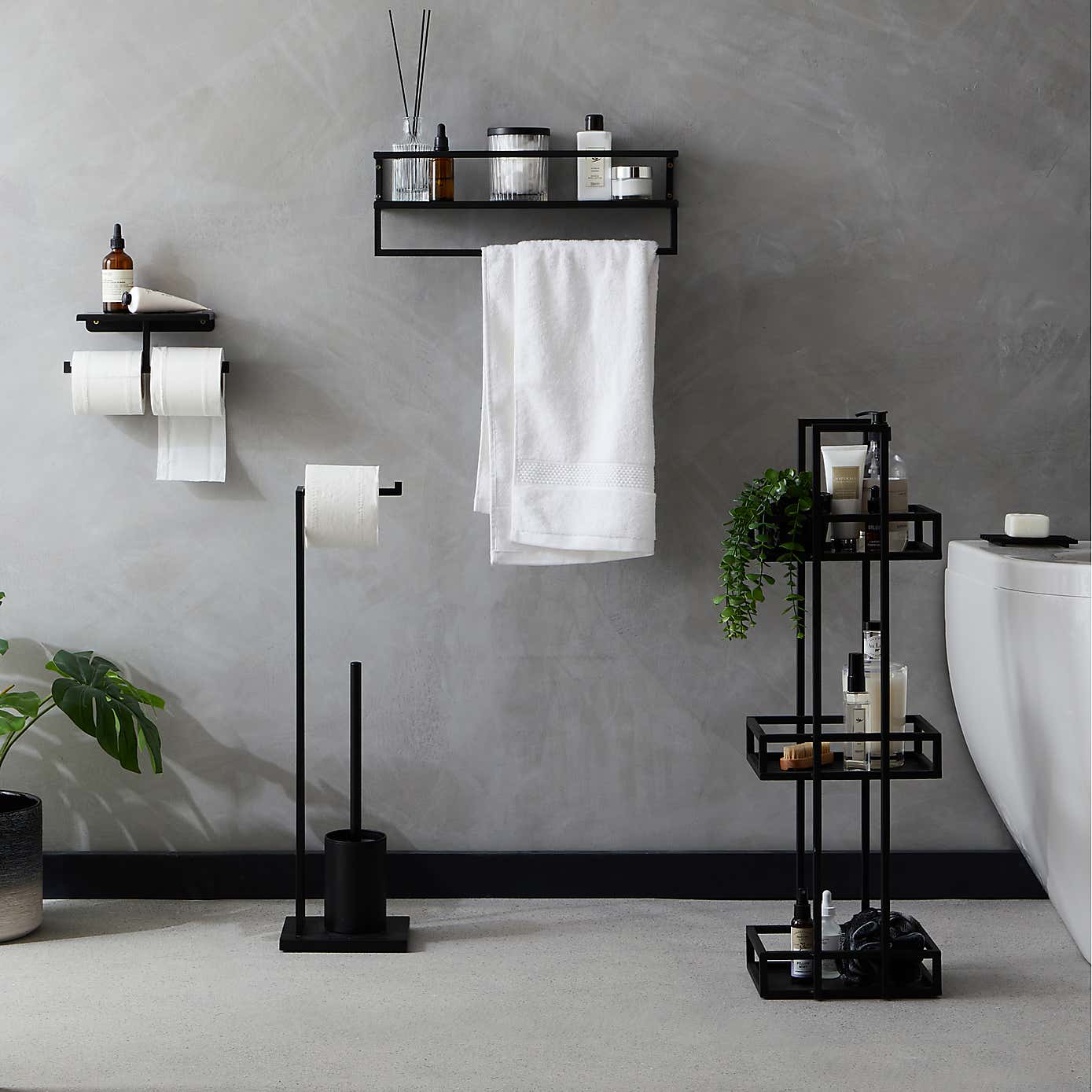 London Matt Black Bathroom Caddy