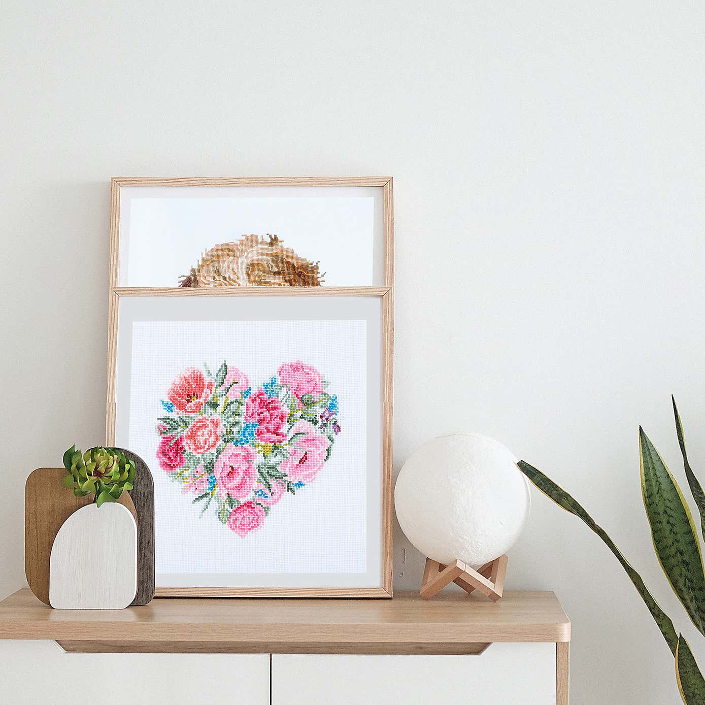 Cross Stitch Large Floral Heart