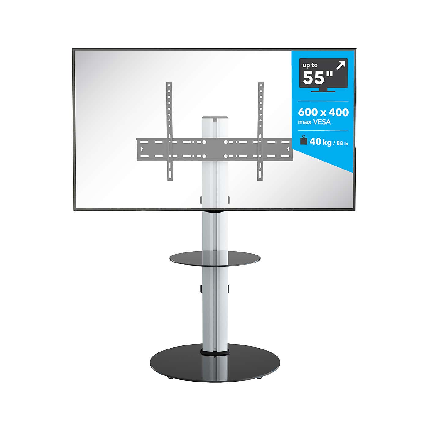 Eno Pedestal TV Stand with Shelf