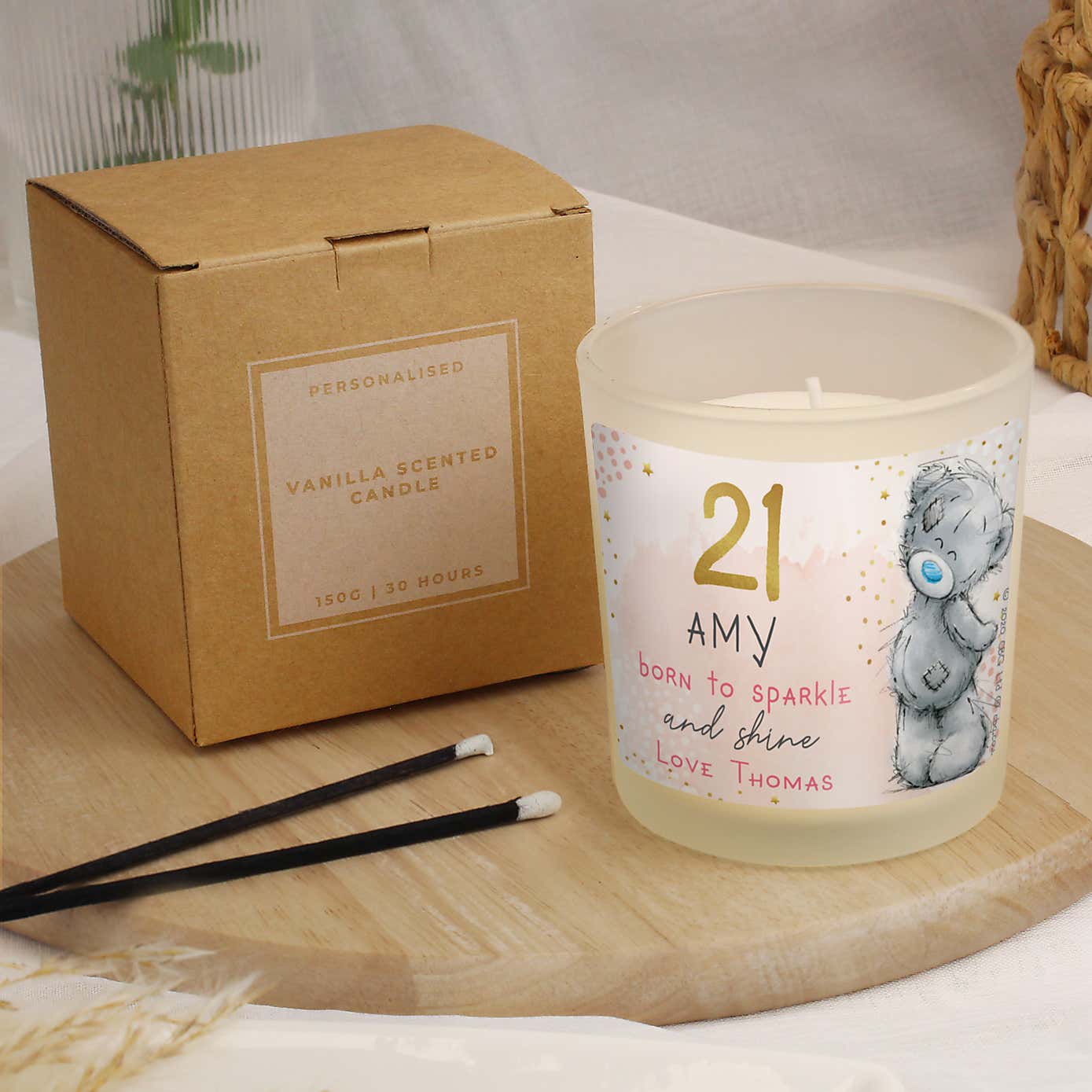 Personalised Me To You Sparkle and Shine Birthday Scented Jar Candle