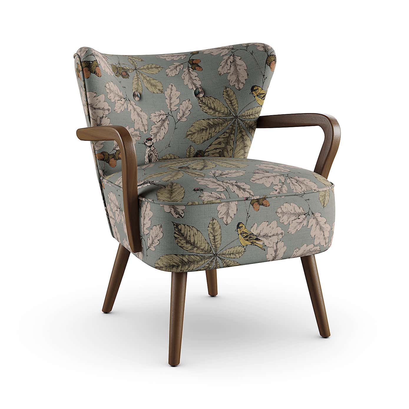 Eliza Wooden Armchair, Flatweave Arboretum Print