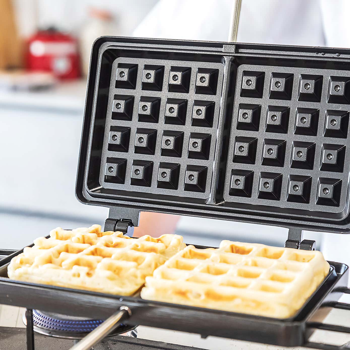 KitchenCraft Non-Stick Metal Double Stovetop Waffle Maker