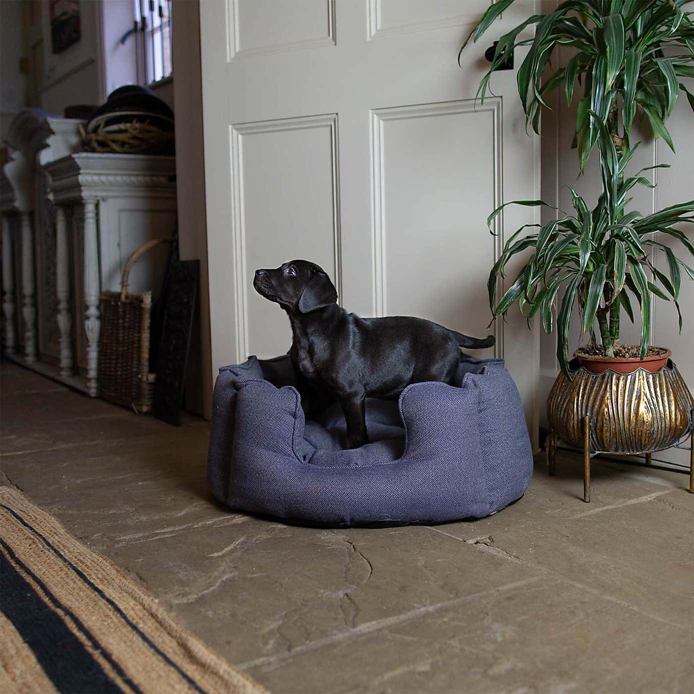 Lords and Labradors Herringbone High Wall Dog Bed