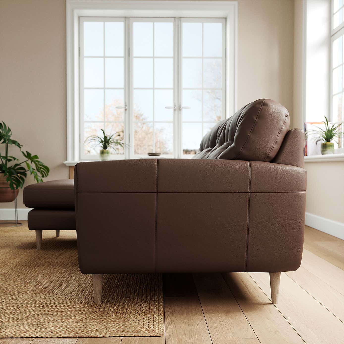 Sven Classic Leather Large Corner Chaise Sofa