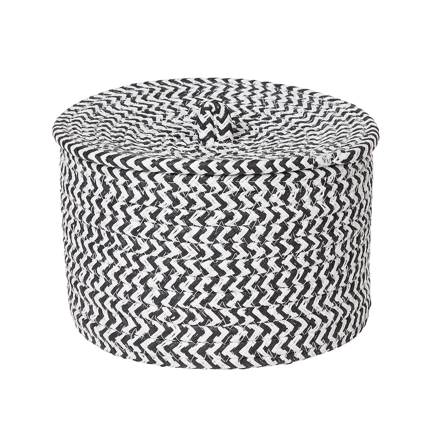 Set of 2 Paper Black Woven Storage Baskets