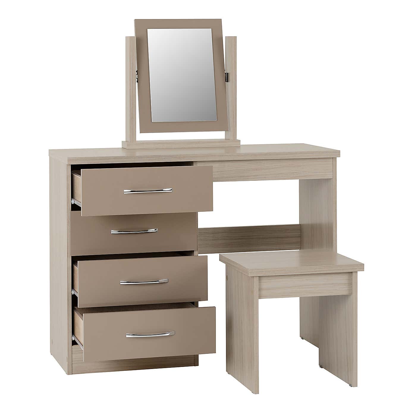 Nevada 4 Drawer Dressing Table Set with Mirror