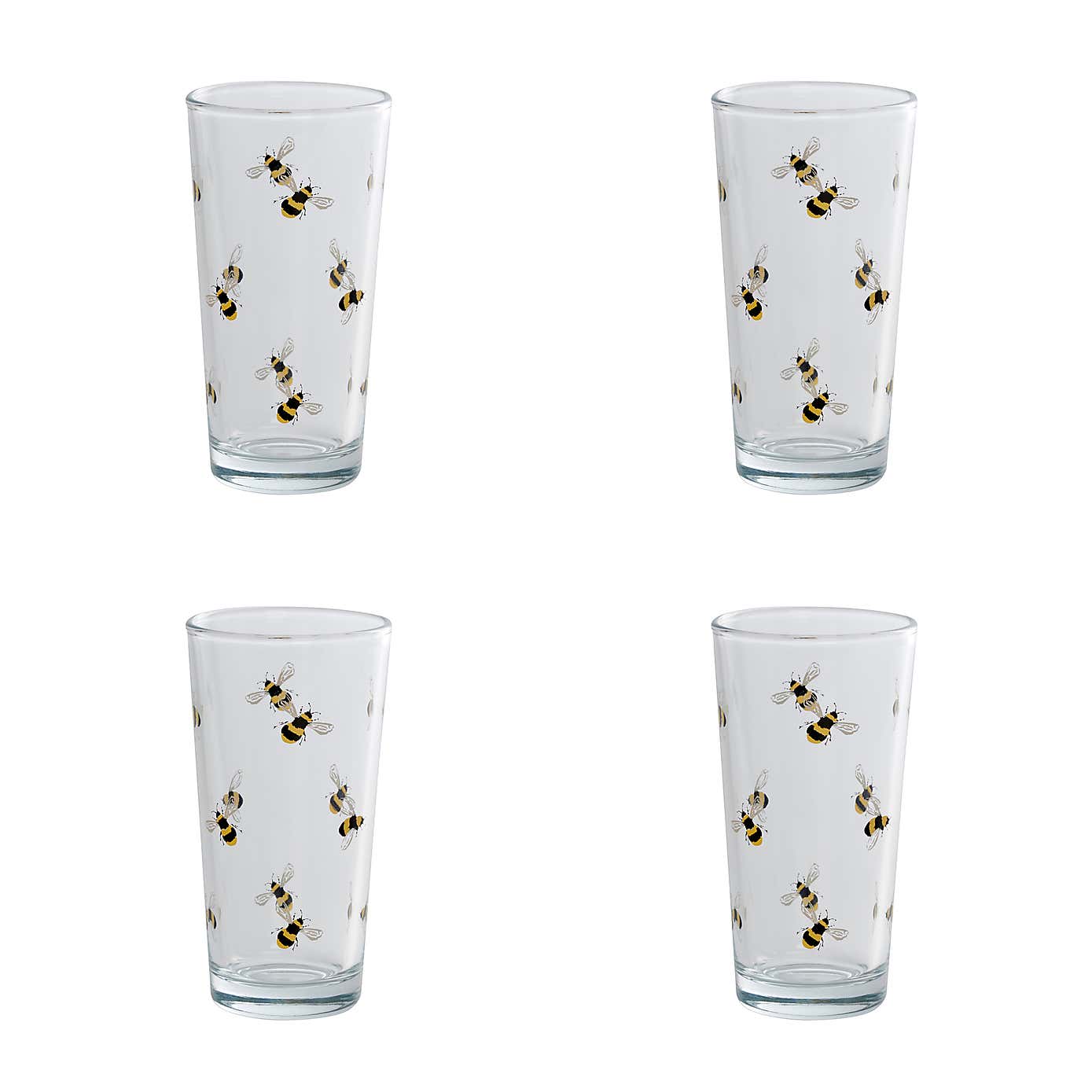 Set of 4 Bee Highball Glasses