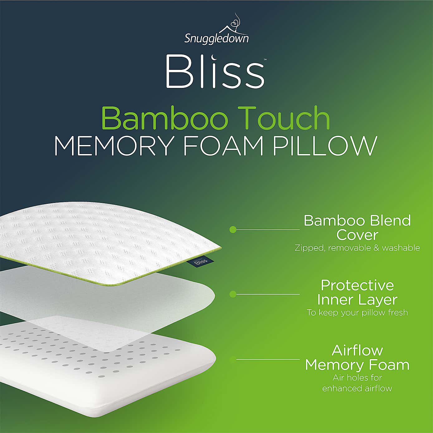 Snuggledown Bliss Traditional Bamboo Pillow