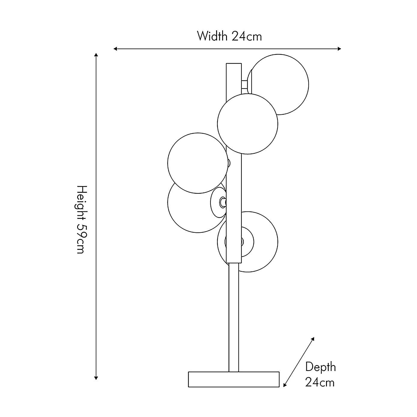 Blair Smoke Glass Ball and Black Metal Table Lamp