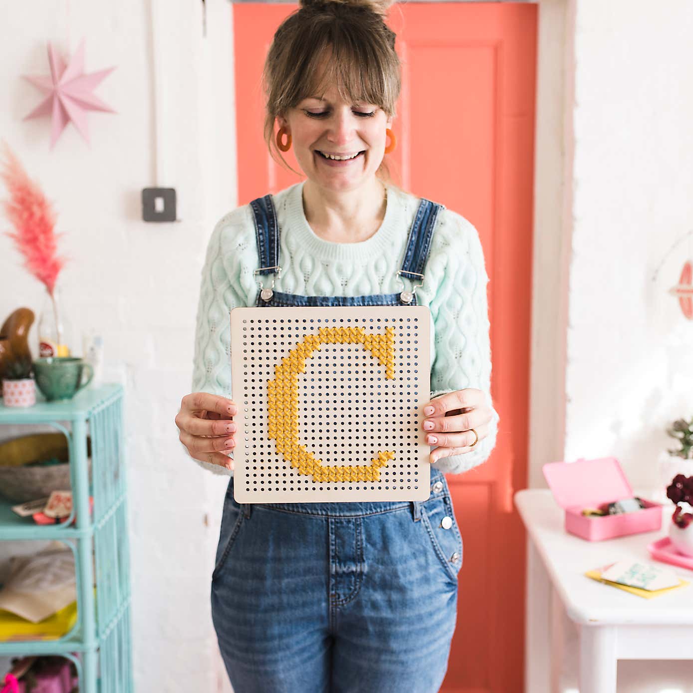 Cotton Clara Pegboard Embroidery Board Kit Mustard