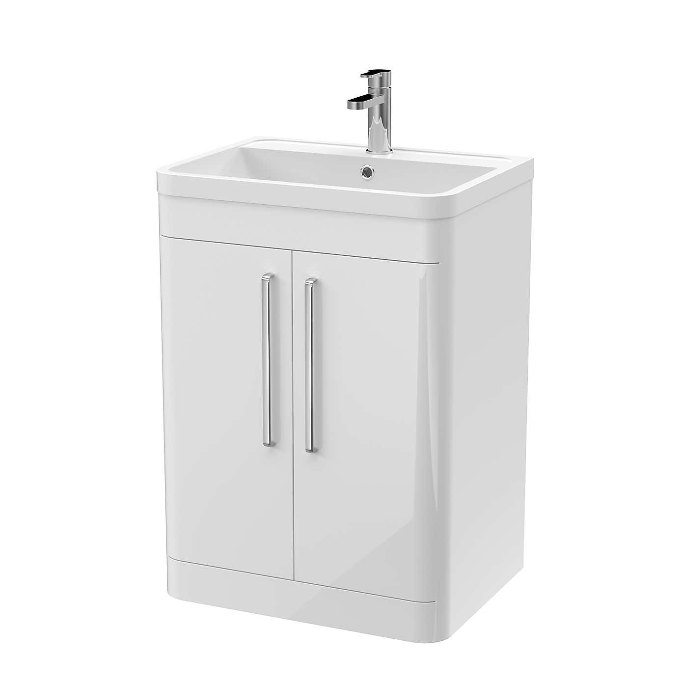 Parade Floor Standing 2 Door Vanity Unit with Polymarble Basin