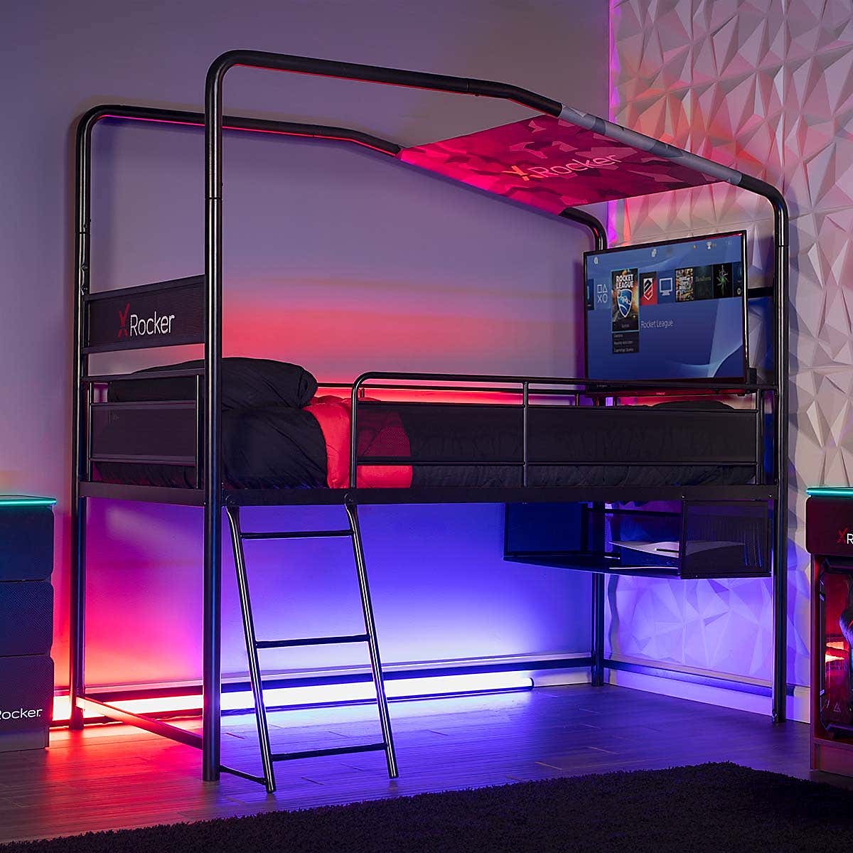 X Rocker Contra Mid Sleeper Gaming Bunk Bed with TV Mount