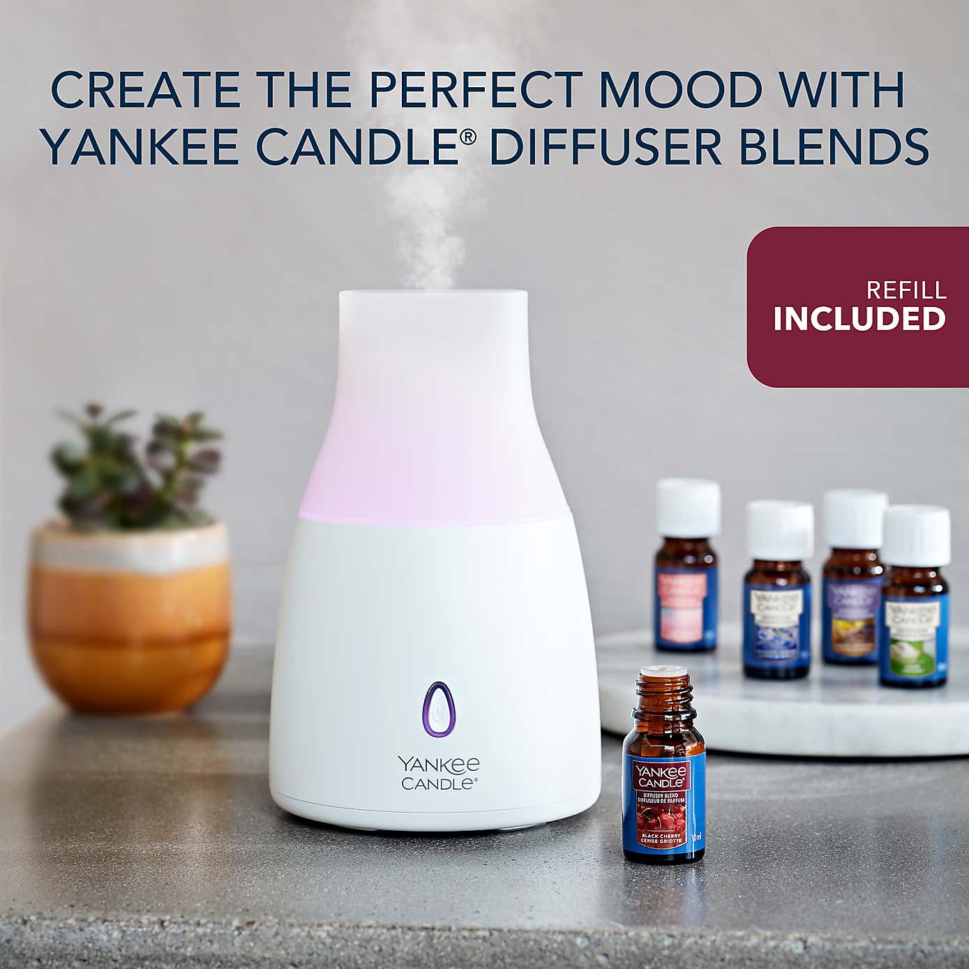 Yankee Candle Black Cherry Ultrasonic Aroma Diffuser Starter Kit