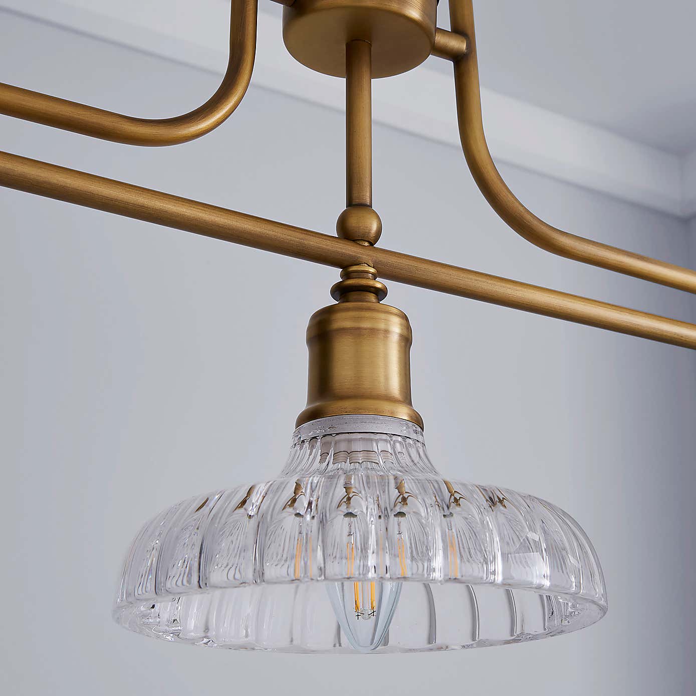 Colt 3 Light Diner Antique Brass Ceiling Fitting