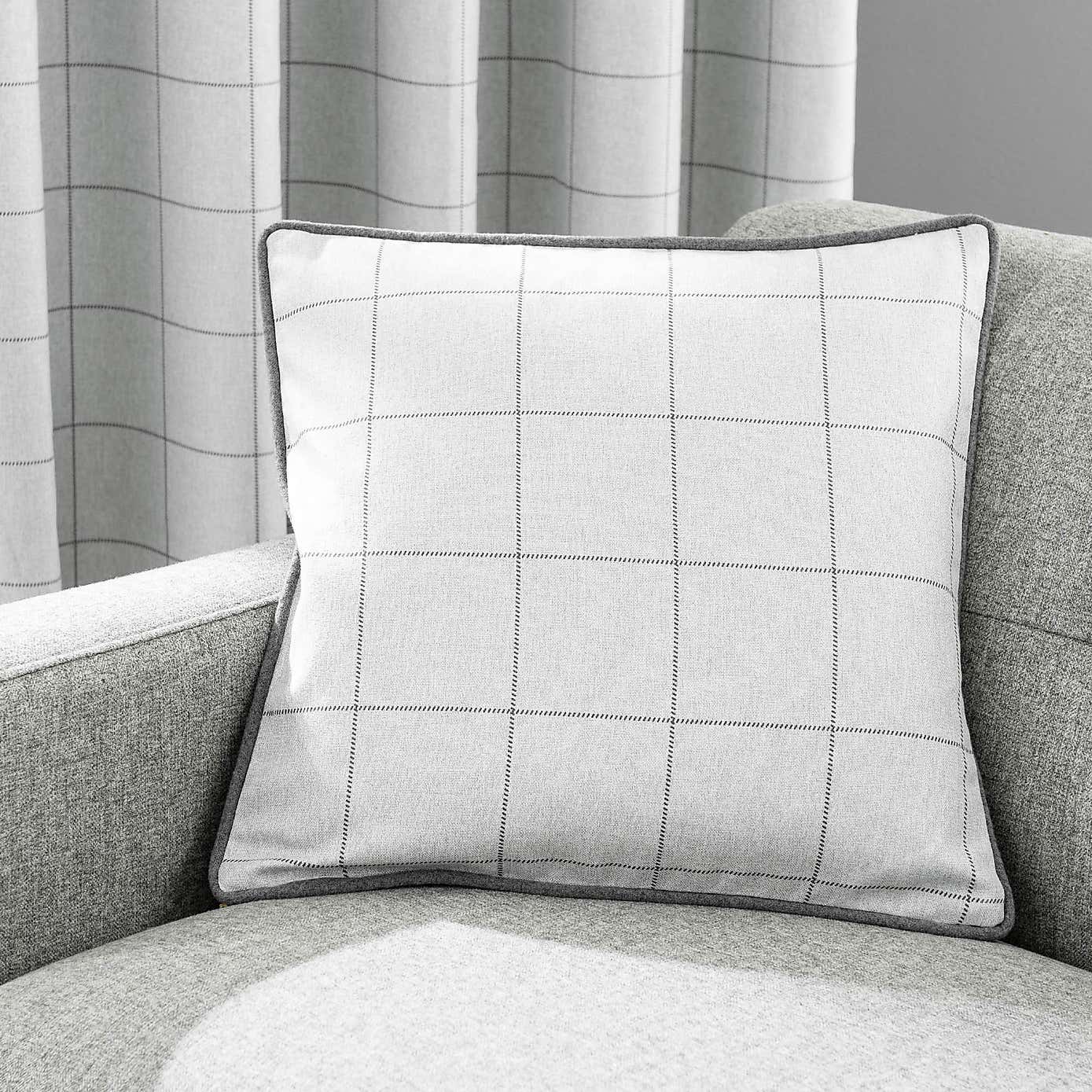 Luna Check Dove Grey Cushion