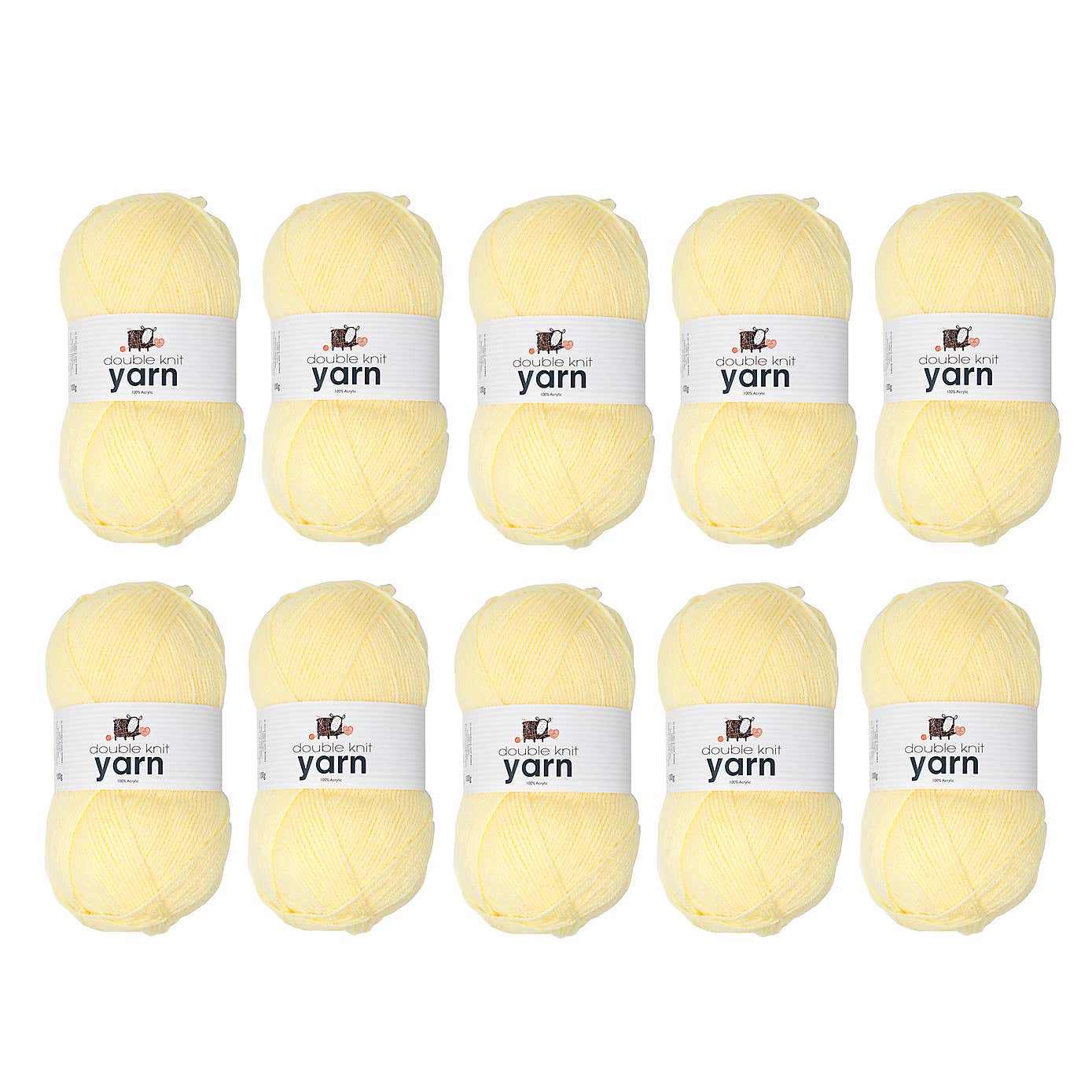 Pack of 10 DK Yarn 100g Balls