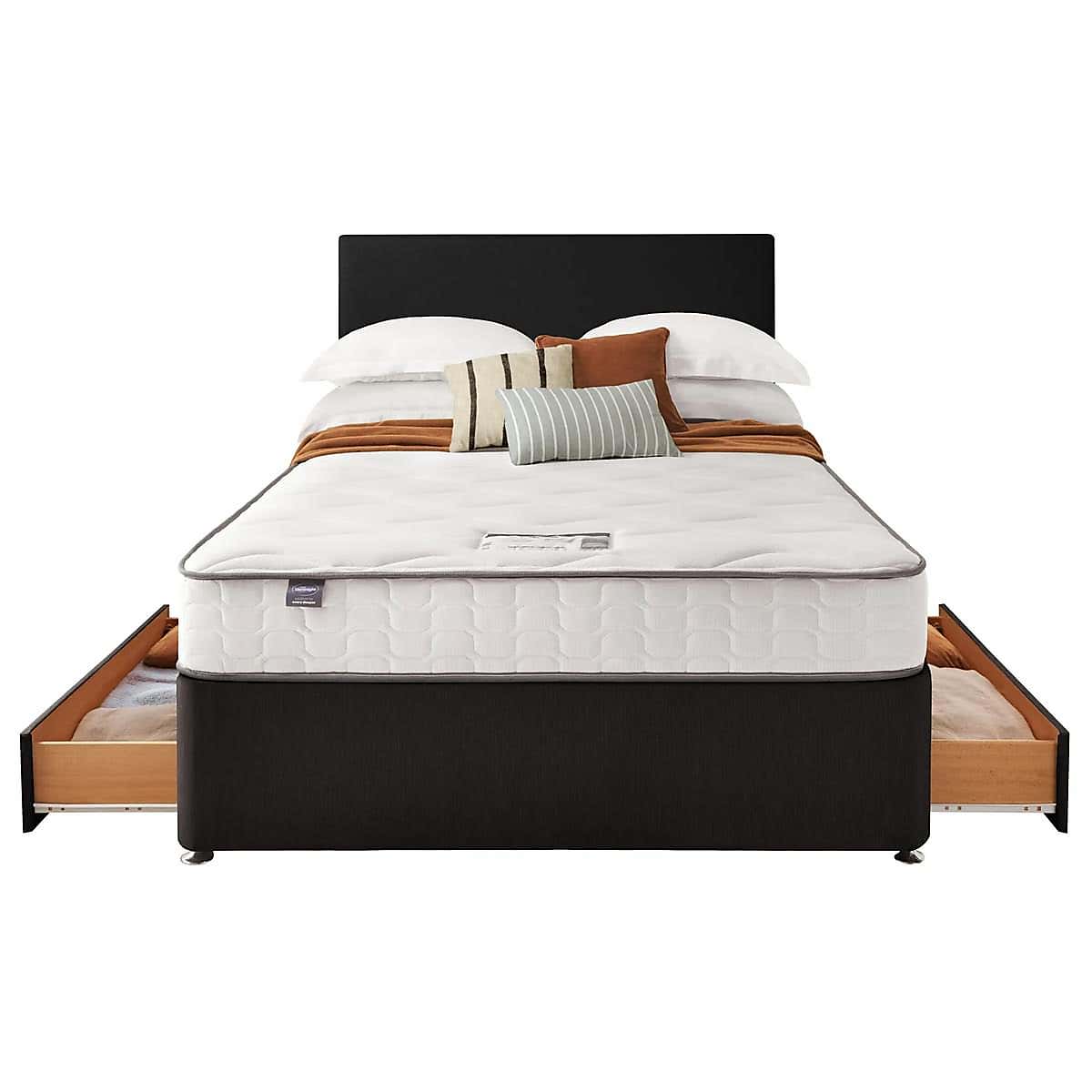 Silentnight 2 Drawer Divan Bed With Fabric Paris Headboard