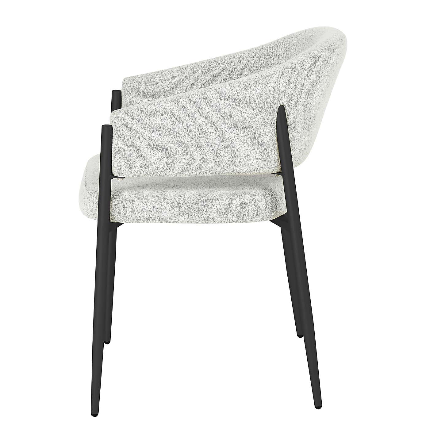 Set of 2 Indus Valley Herbie Curved Back Boucle Dining Chairs