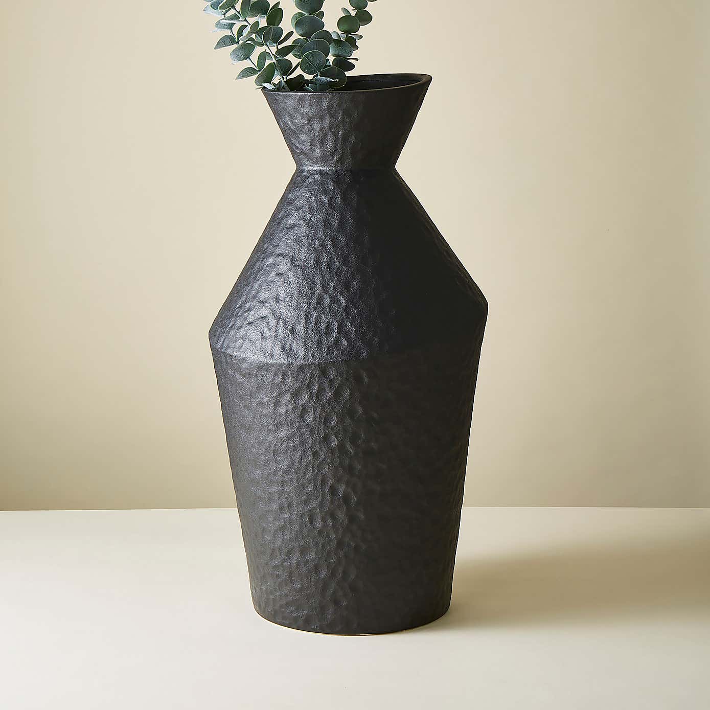 Large Black Textured Ceramic Vase