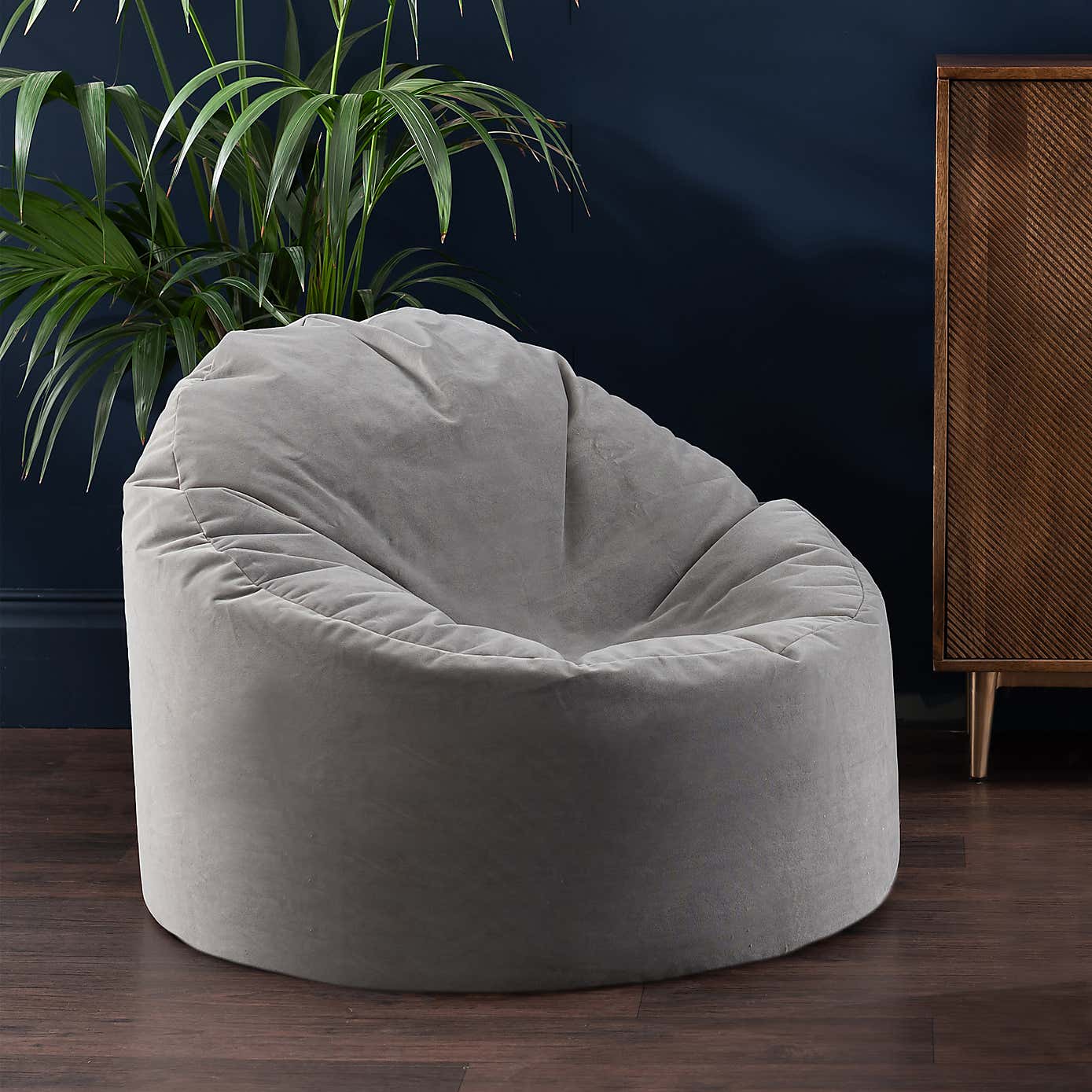 Eliza Velvet Grey Bean Chair