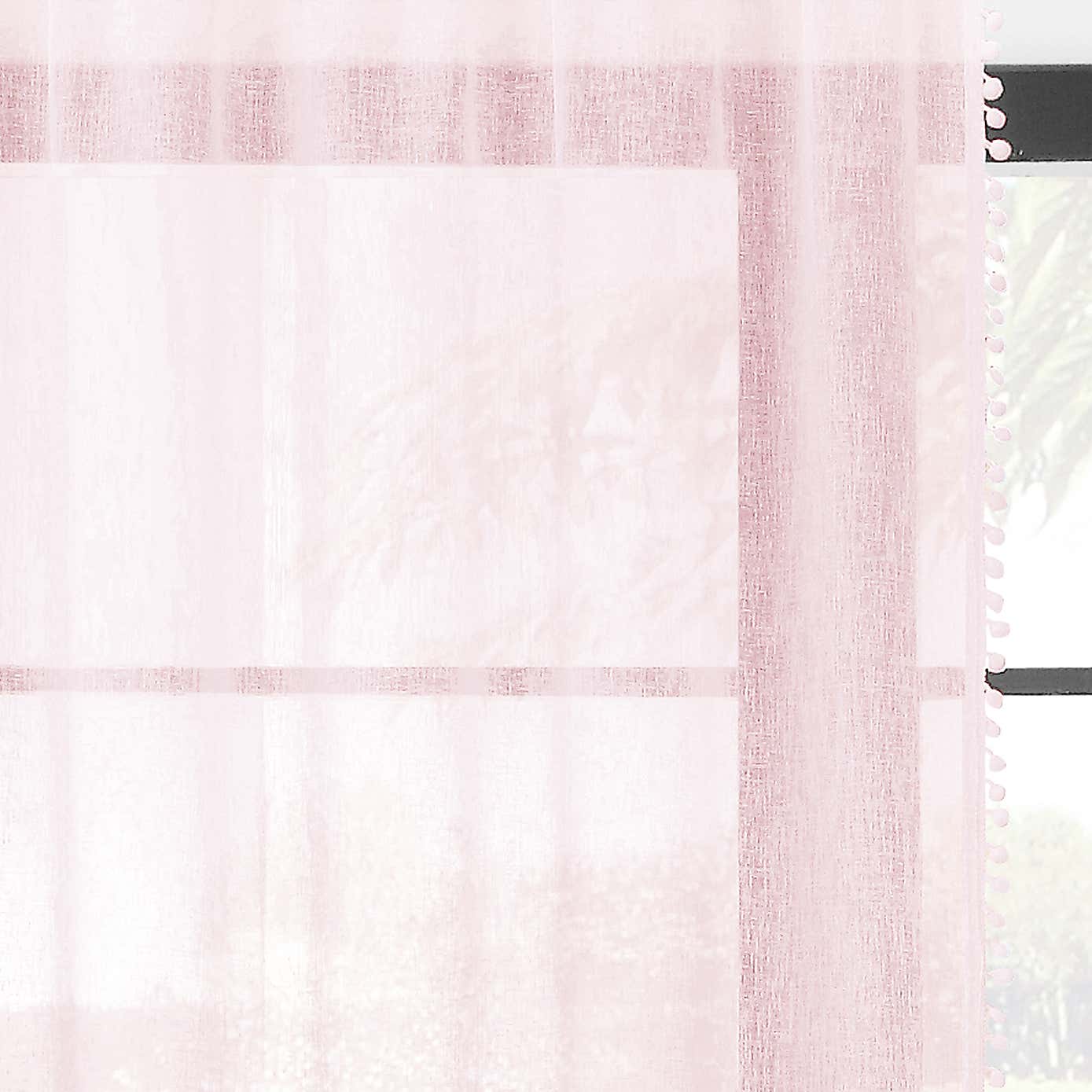 Textured Pom Pom Slot Top Single Voile Panel