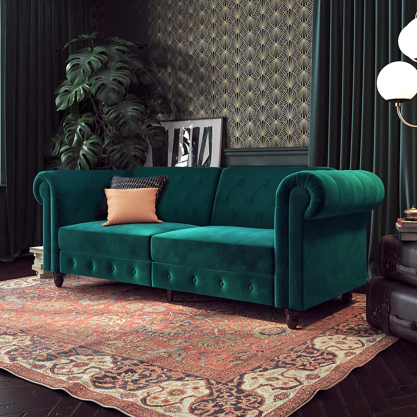 Felix Velvet Chesterfield Double Sofa Bed