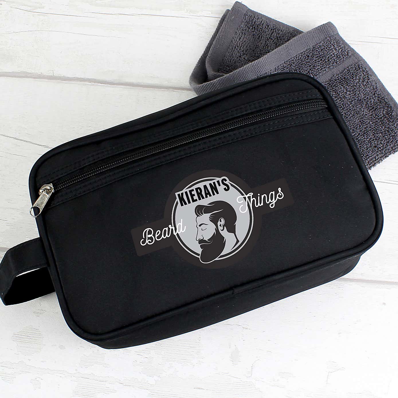 Personalised Beard Things Black Toiletry bag