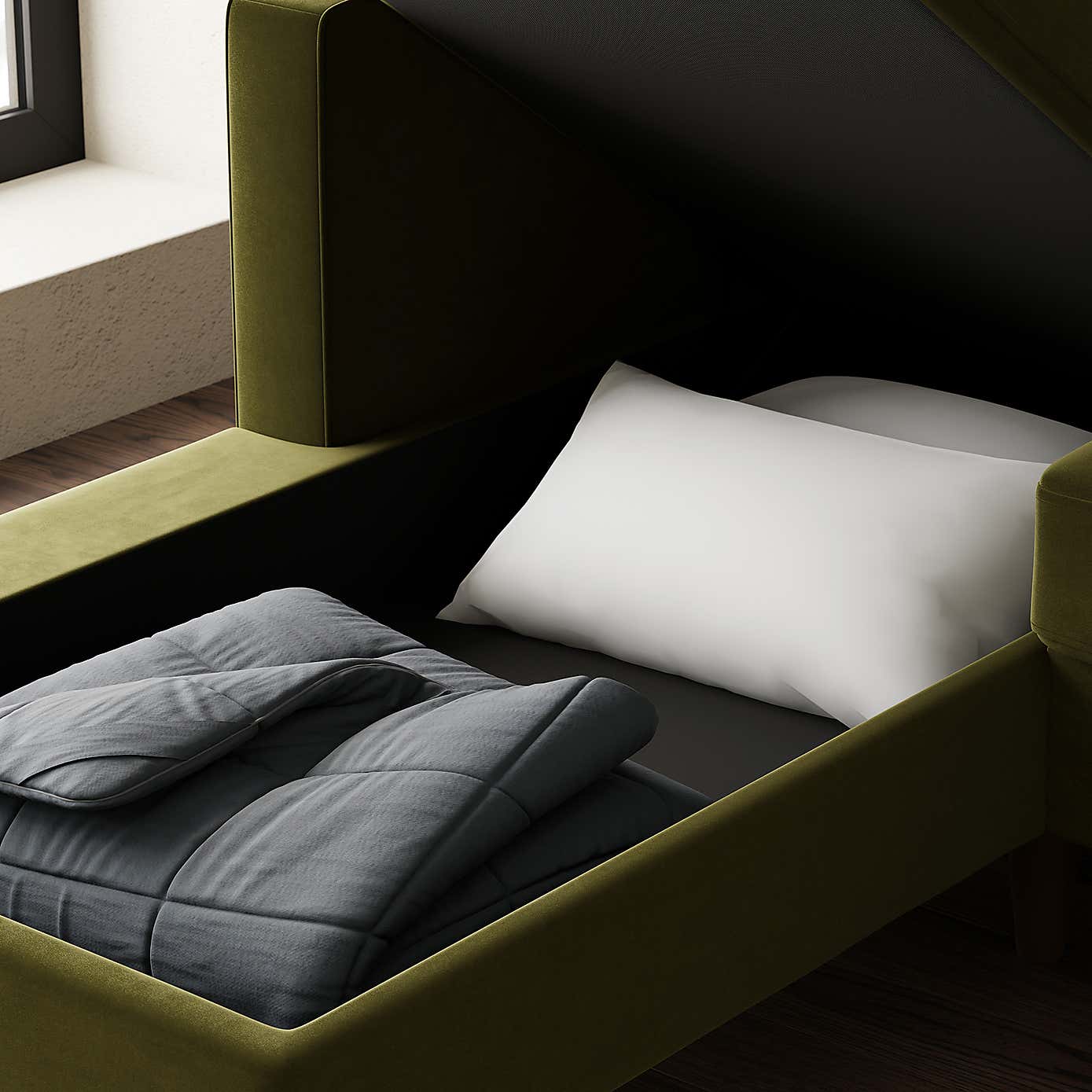 Zoe 4 Seater Corner Double Sofa Bed, Velvet