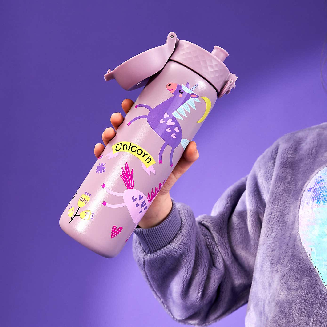Ion8 Unicorn Leak Proof Kids Stainless Steel Water Bottle, 400ml