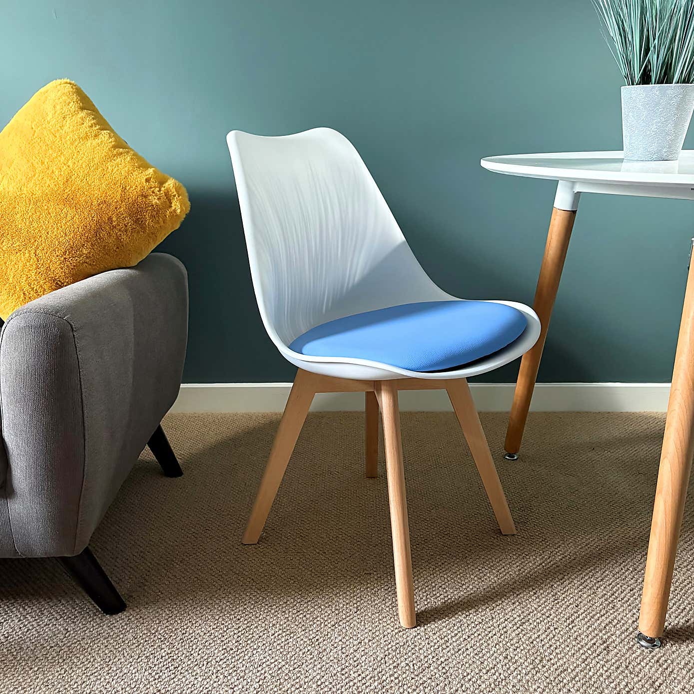 Fusion Living Soho White Plastic Dining Chair with Squared Legs