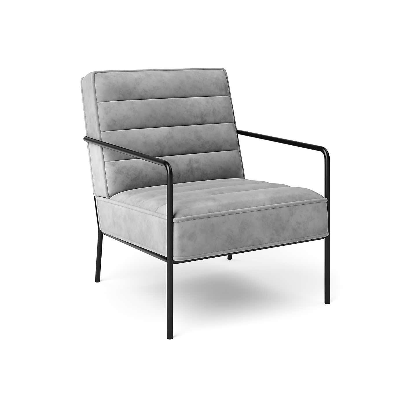 Bookham Velvet Metal Arm Accent Chair